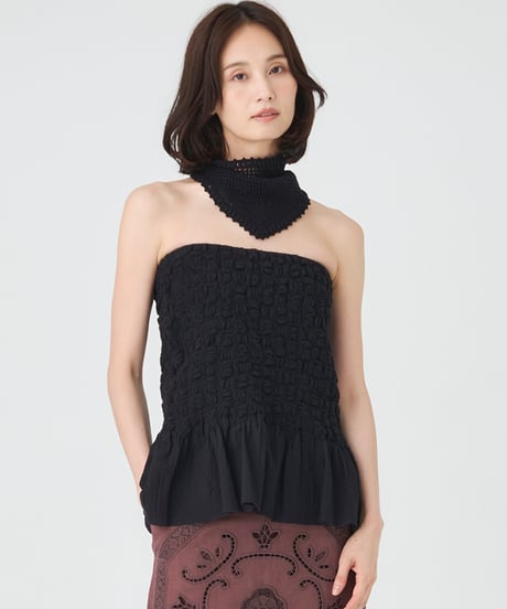 SMOCKING CHECK SKIRT
