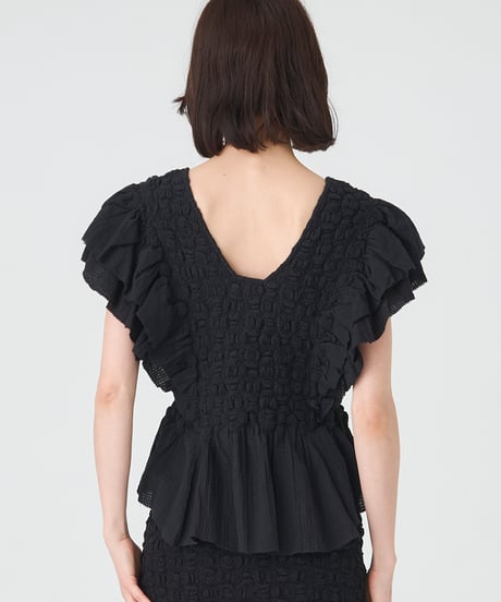 SMOCKING CHECK BLOUSE
