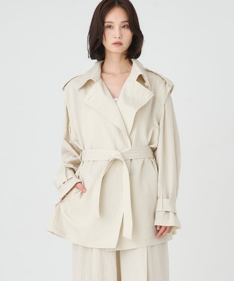 RECYCLENYLON×RAYON SHORT TRENCH COAT