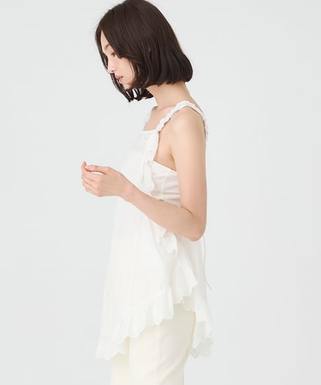 SILK COTTON LACE EMBROIDERY APRON BLOUSE
