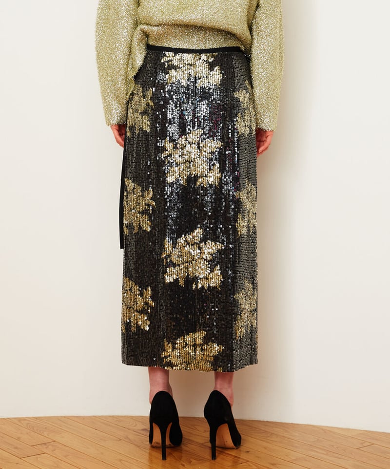 FLORAL SEQUING SKIRT | venit