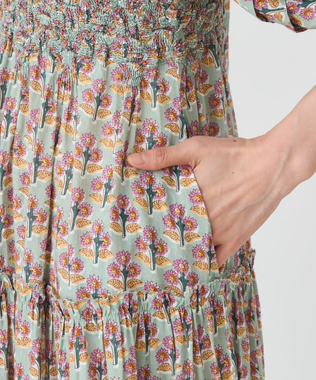 SMOCKING ETHNIC PRINT DRESS