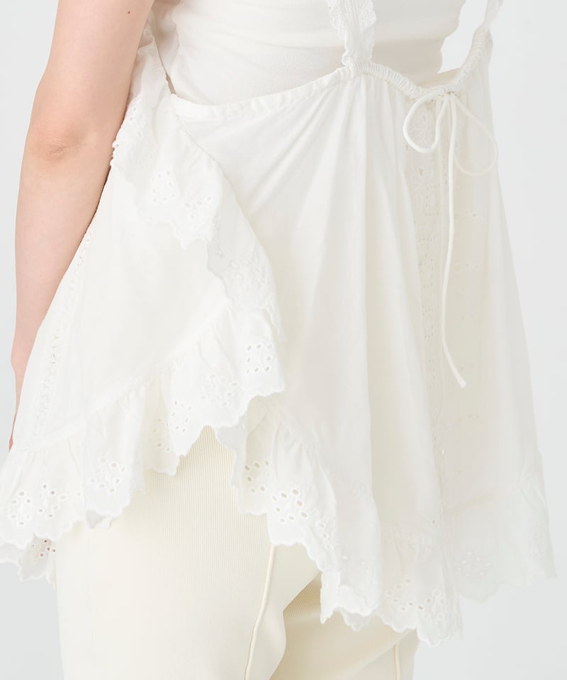美品】venit LACE EMBROIDERY APRON BLOUSE venit］SILK COTTON LACE