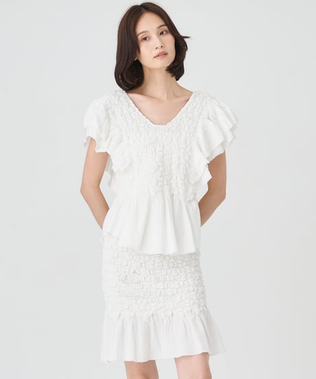 SMOCKING CHECK BLOUSE