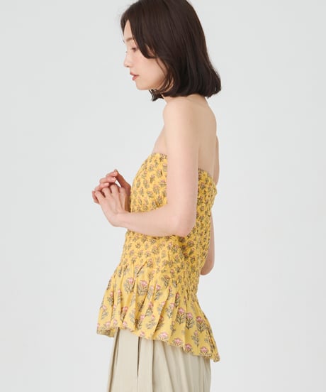 SMOCKING ETHNIC PRINT SKIRT