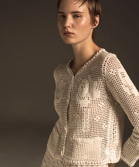 【x1y2jx0wt.sycppccn】アルチザン 羊革 ニット 切替 CROCHET KNIT JACKET | venit