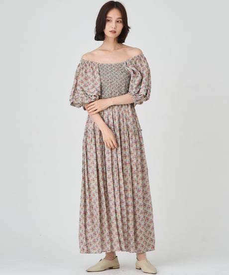 SMOCKING ETHNIC PRINT DRESS