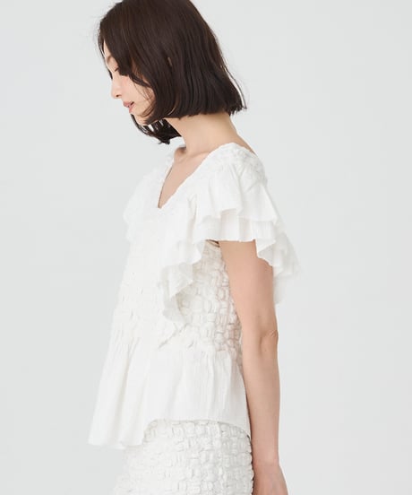 SMOCKING CHECK BLOUSE