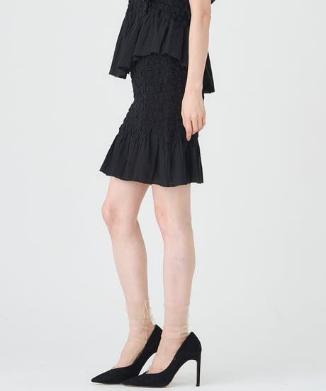 SMOCKING CHECK SKIRT