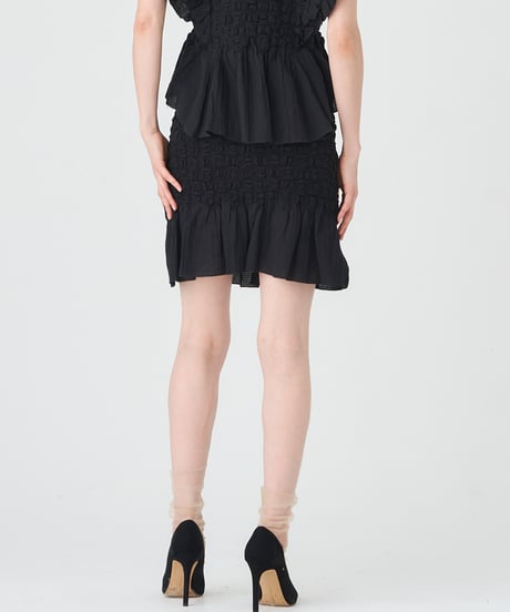SMOCKING CHECK SKIRT