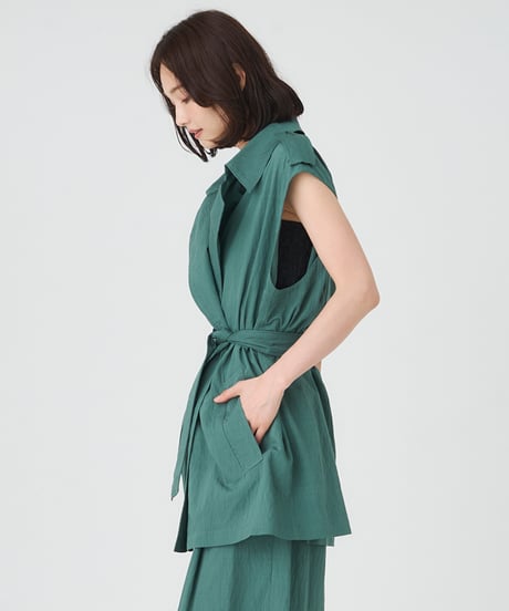 RECYCLENYLON×RAYON SHORT TRENCH COAT