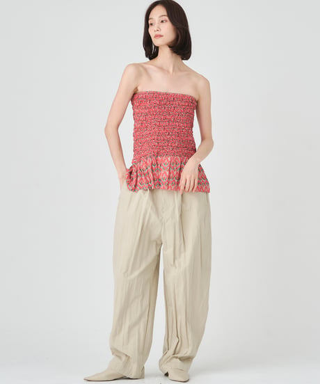 SMOCKING ETHNIC PRINT SKIRT