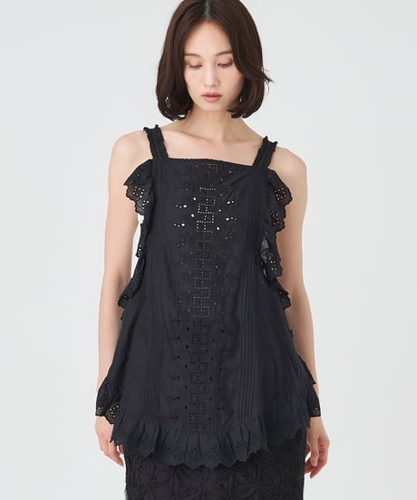 SILK COTTON LACE EMBROIDERY APRON BLOUSE
