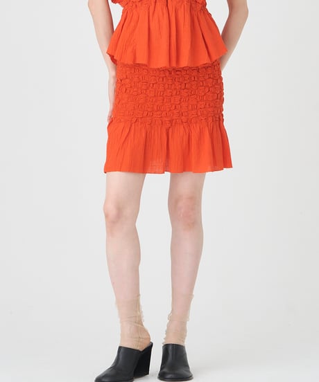 SMOCKING CHECK SKIRT