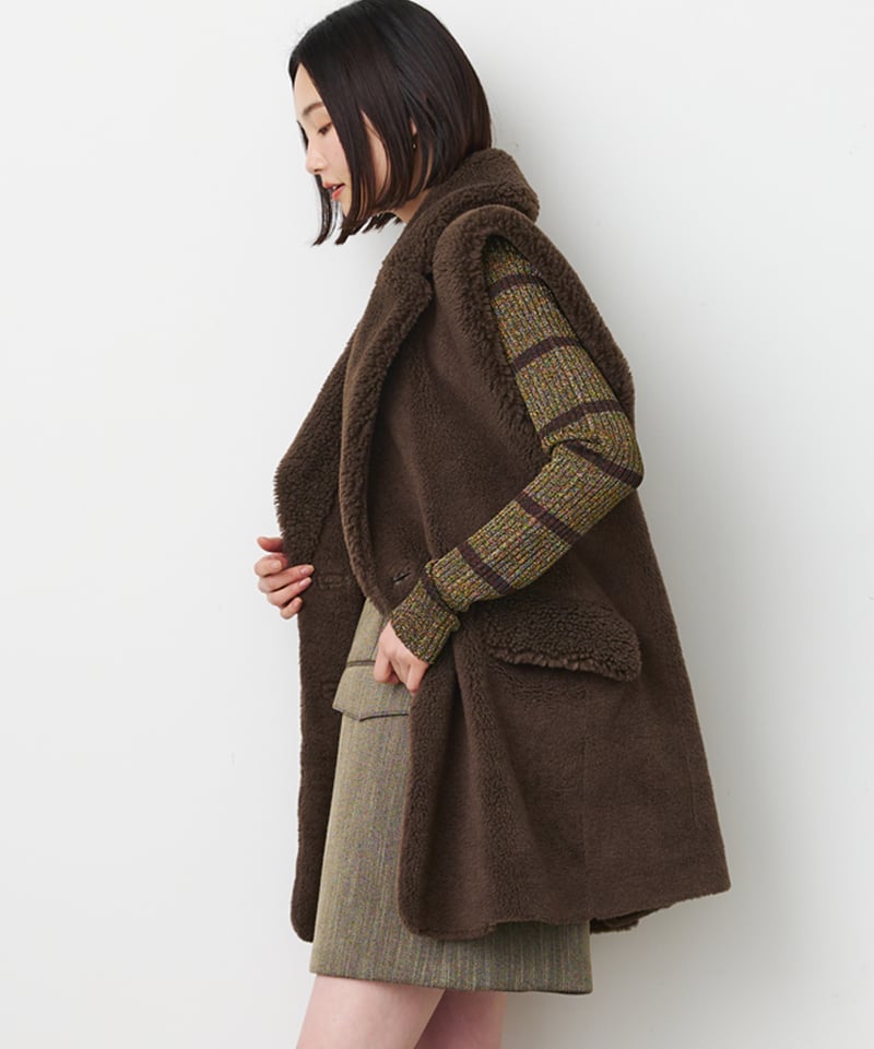 WOOL POLYESTER BOA GILET | venit