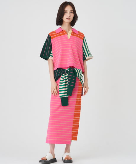 CRAZY BORDER POLO　KNIT