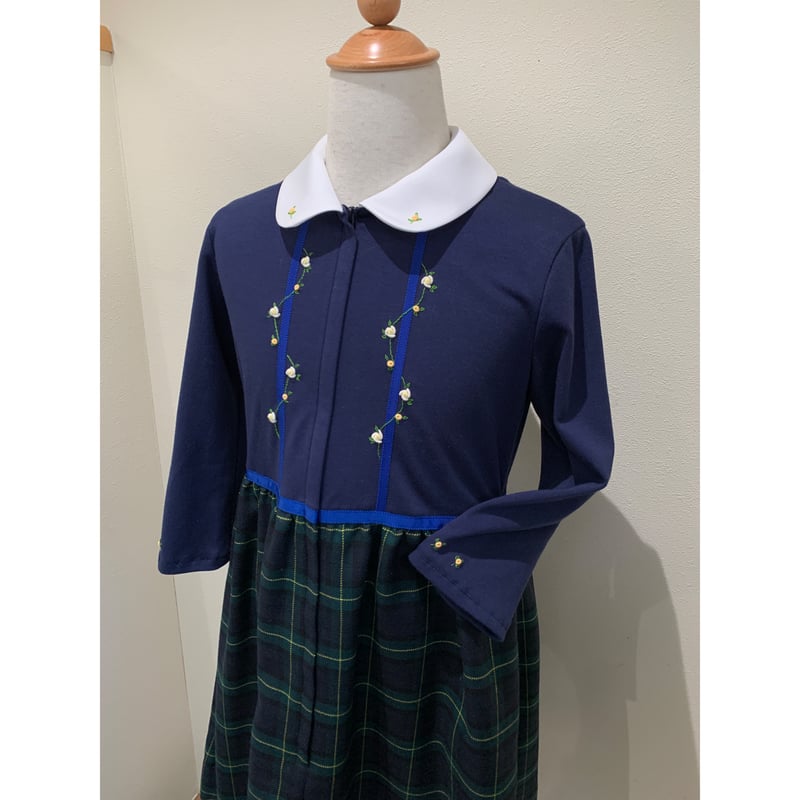 Shichiri ネイビー 半袖 ワンピース Shichiri ネイビー 半袖ワンピースM