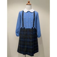 子供ワンピース 長袖 ブルーxブルー刺繍 125〜150 | Shichiri