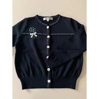 子供カーディガン花束　春夏　紺(ブルー刺繍)　　M(120)・L(125)・LL(130)