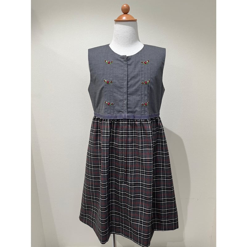七里久美子　ジャンパースカート　新品ブラウスセット 子供 ジャンパースカート/グレー 130,140,150 | Shichiri（七里久美子）