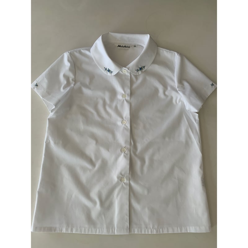 七里久美子さん　手刺繍　半袖　ブラウス　シャツ 七里久美子さん 手刺繍 半袖 ブラウス シャツ