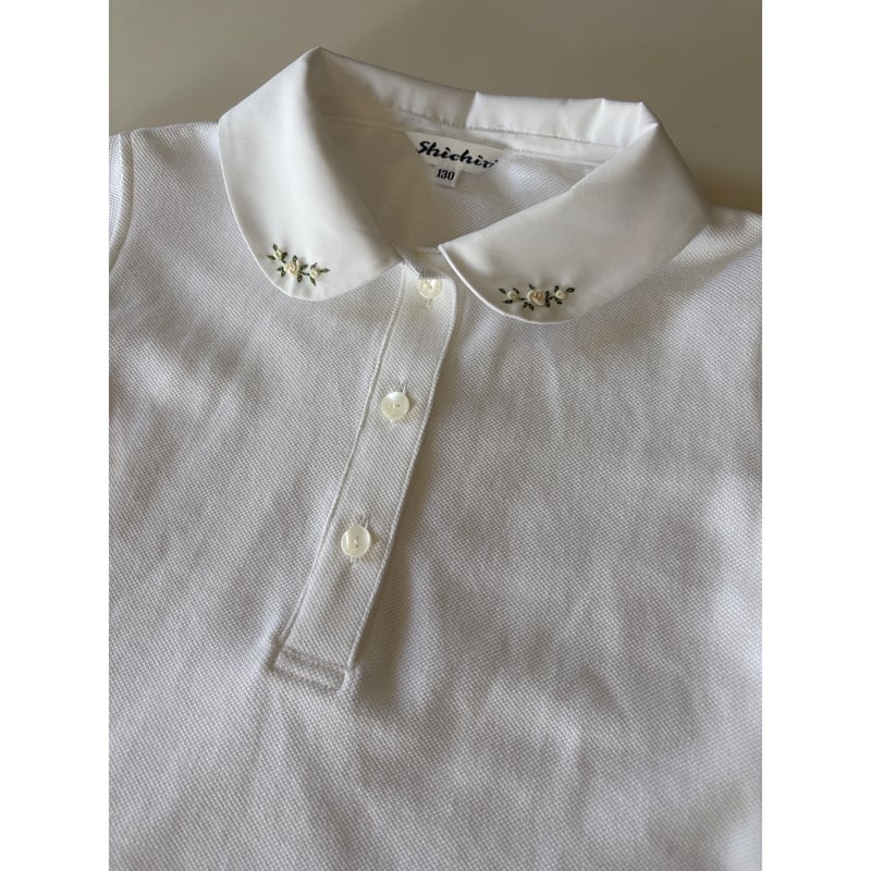 七里久美子さん 手刺繍 半袖 ブラウス シャツ 七里久美子さん 手刺繍