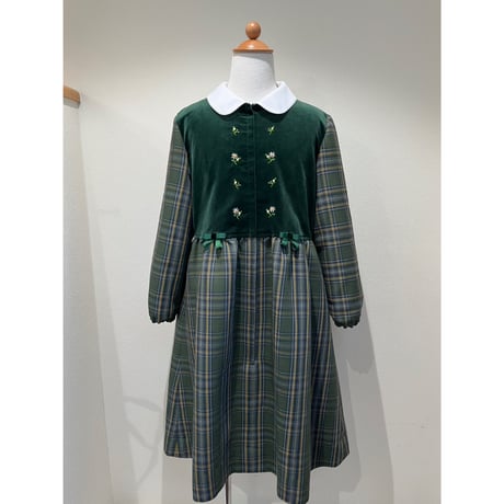 荻窪七里　刺繍　前開きワンピースS110お受験通塾発表会　七里久美子 Shichiri（七里久美子）