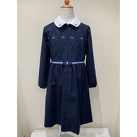子供ワンピース 長袖 ブルーxブルー刺繍 125〜150 | Shichiri