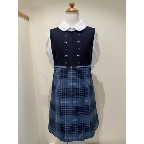 荻窪七里ベージュギンガムチェックワンピース120 七里久美子 お受験　お教室 荻窪七里ベージュギンガムチェックワンピース120 七里久美子 お