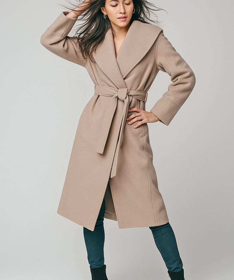 ウール100% ベルテッド ビッグカラーコート CH_hdmn | CH_hdmn