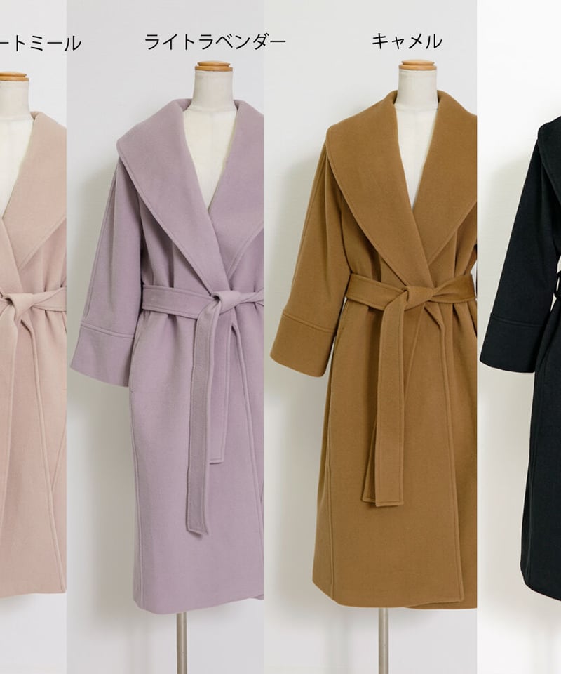 ウール100% ベルテッド ビッグカラーコート CH_hdmn | CH_hdmn