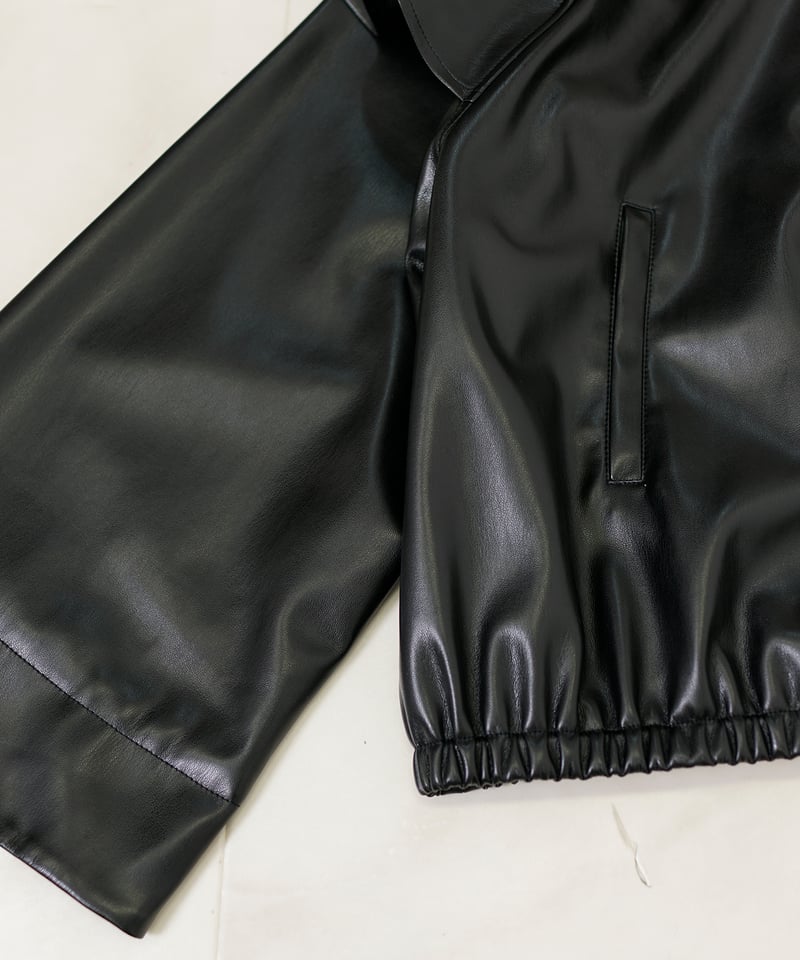2025AW新作】 フェイクレザー ステンカラー フリルスリーブ ジャケット