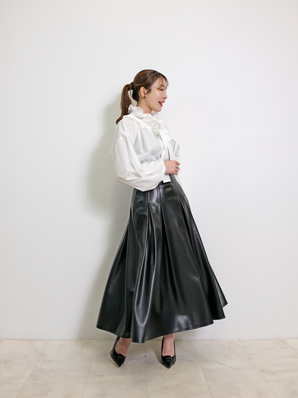 【バーバリーロンドン】大きめ　タックフレアスカート（XL）ブラック　メガチェック バーバリーロンドン】大きめ タックフレアスカート（XL