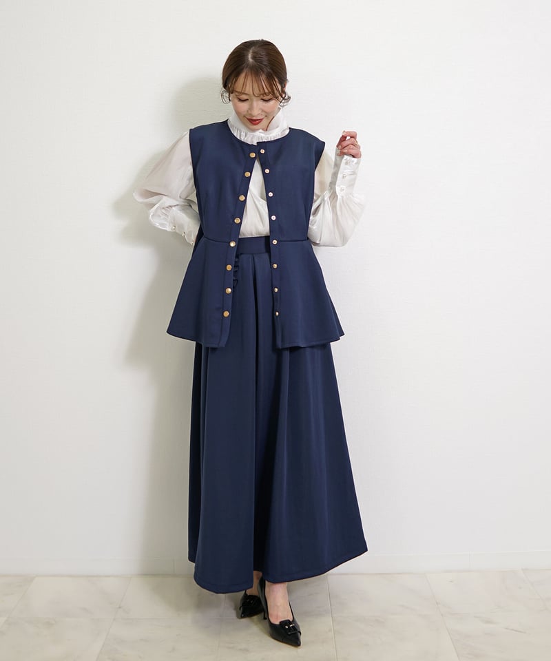 ダンボールニット ジレ ペプラムトップス CH_hdmn | CH_hdmn