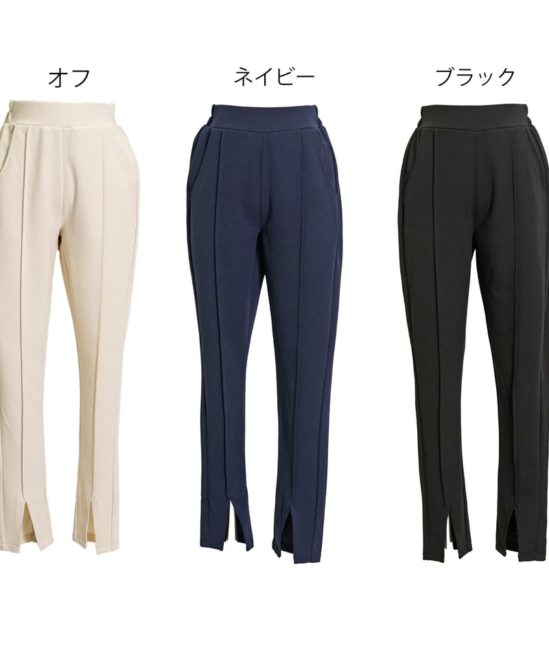 ストレッチジョーゼット フロントスリット ピンタックパンツ ストレッチジョーゼット フロントスリット ピンタックパンツ