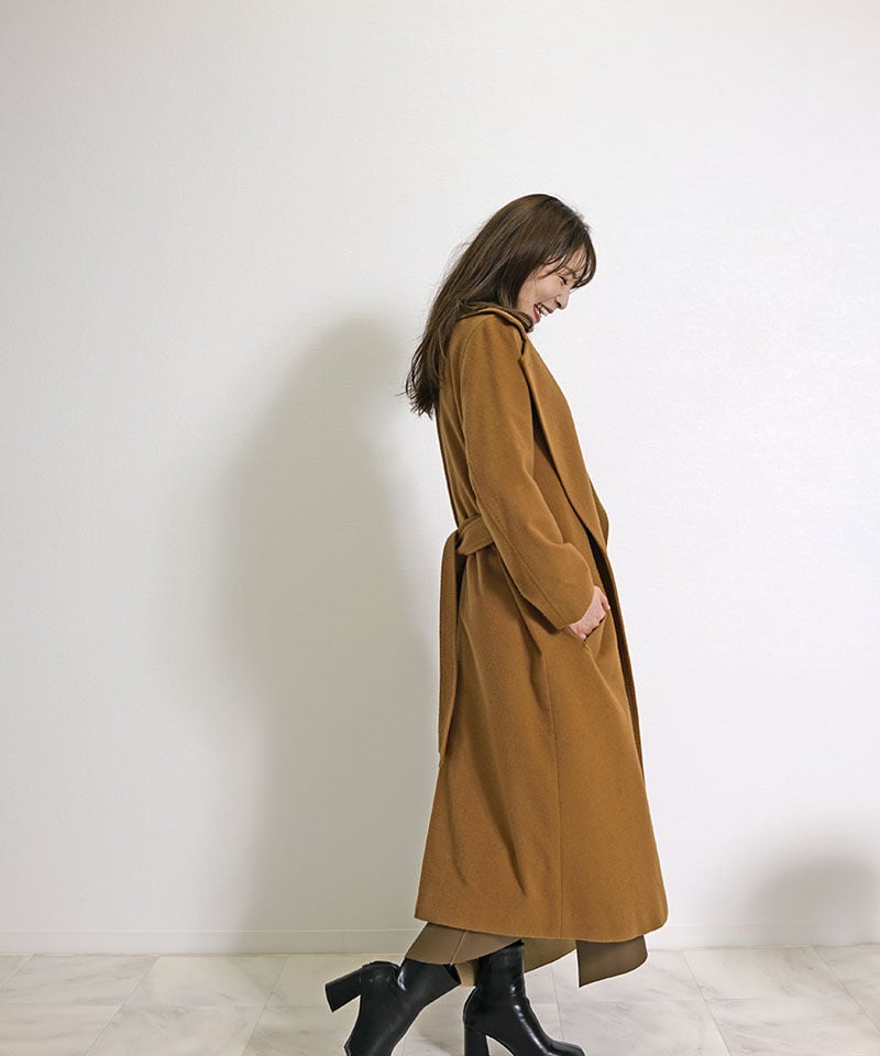 ビキューナ ロングコート ビキューナロングコート 1点物】ビキューナ100% トレンチラップ コート | CH_hdmn