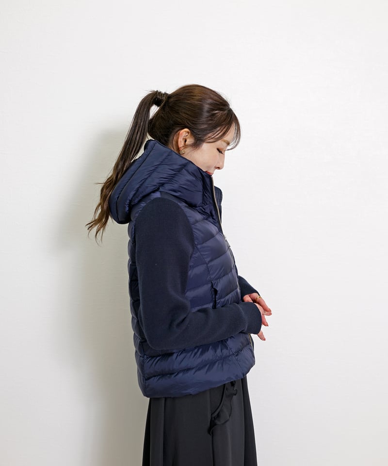 炙りなタウン　デモセット 新作】 ニット袖 フード付き ダウンジャケット ダウン80