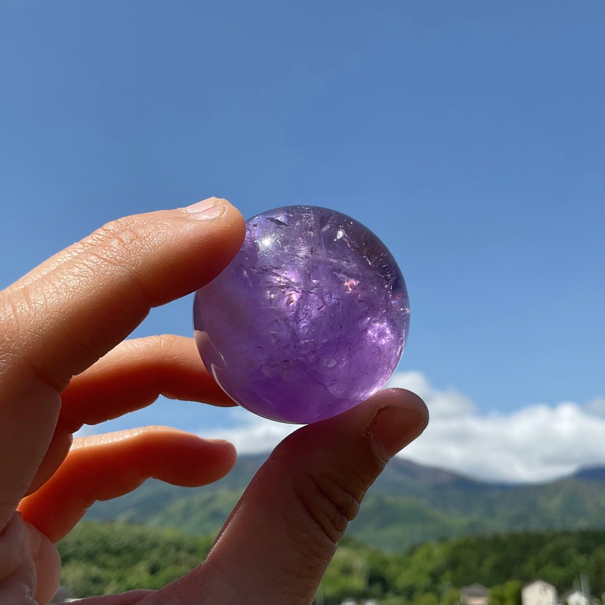 天然石ラベンダーアメジストのスフィア　ご購入前に在庫確認必要　F.108 天然石ラベンダーアメジストのスフィア ご購入前に在庫確認必要