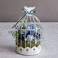 花咲くガーデン鳥かご・ブルー