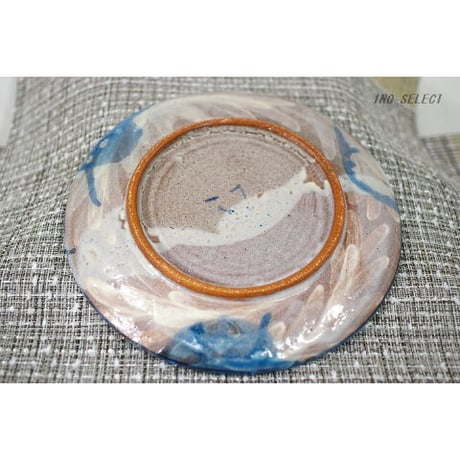 オリーブの葉っぱ パン皿（藁灰釉とコバルト） 1