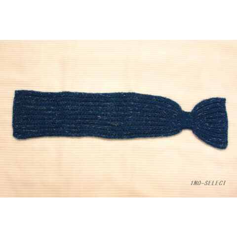 最高級 レジェンドが作った 手編みのミニ・マフラー／ブルー