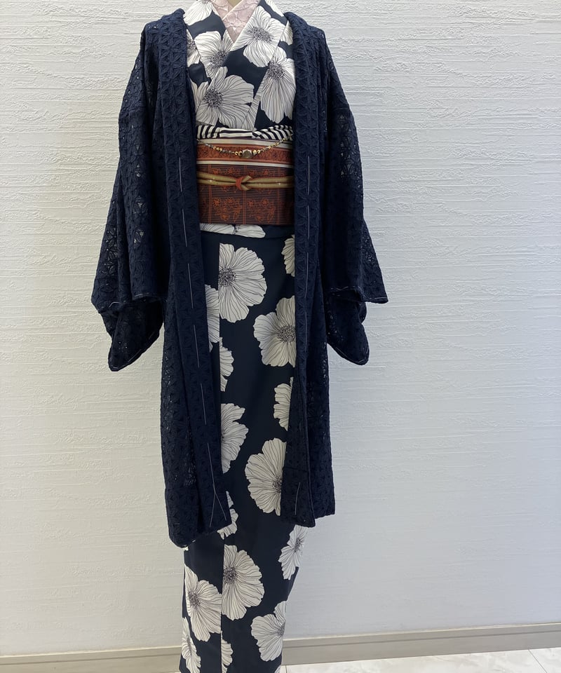 六花レース羽織(濃紺・丈長) | 六花 Born jelly 
