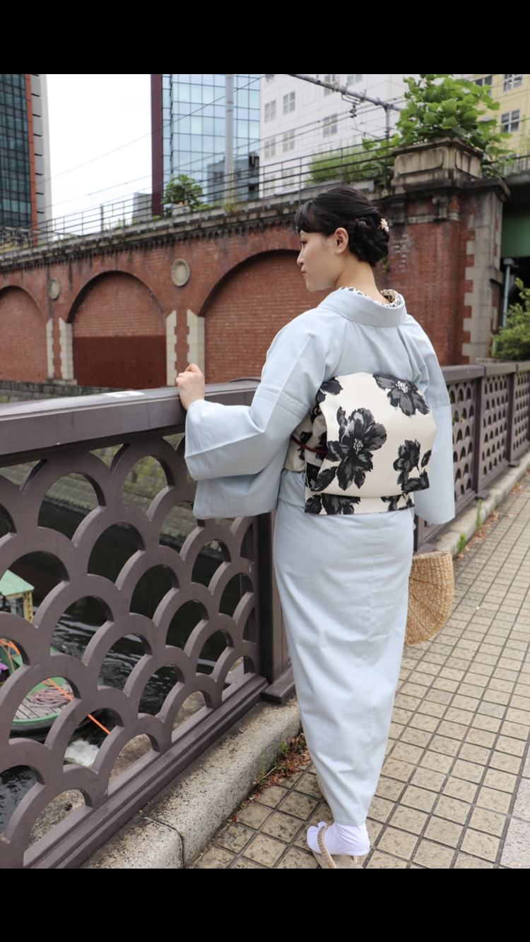 モノクロ花柄の名古屋帯 | 六花 Born jelly