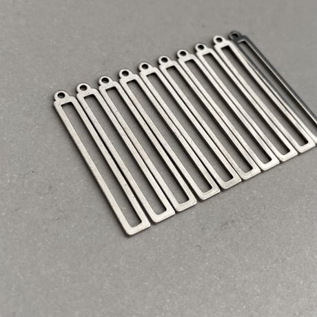 [ 4pcs ] 32mm スライス レクタングル [ ゴールド / シルバー ] サージカルステンレス デザインパーツ 四角 ブラス チャーム メタル パーツ p-2119279