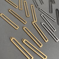 [ 4pcs ] 32mm スライス レクタングル [ ゴールド / シルバー ] サージカルステンレス デザインパーツ 四角 ブラス チャーム メタル パーツ p-2119279