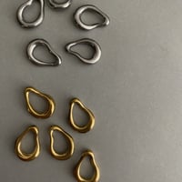 [ 1pcs ] ステンレス Sサイズ 15mm [ ゴールド シルバー ] メタル リングパーツ 変形 ナチュラルドロップ コネクター トップ チャーム ペンダント p-2119235