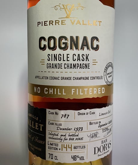 Cognac Château de Montifaud «Pierre Vallet» Grande Champagne 1973 pour BAR DORAS 144本限定