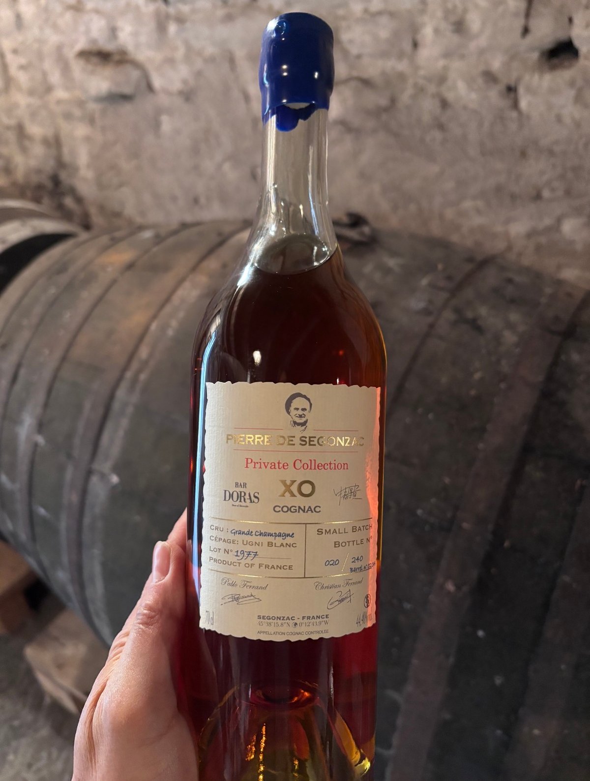 Cognac Pierre de Segonzac 1977 pour BAR DORAS 2