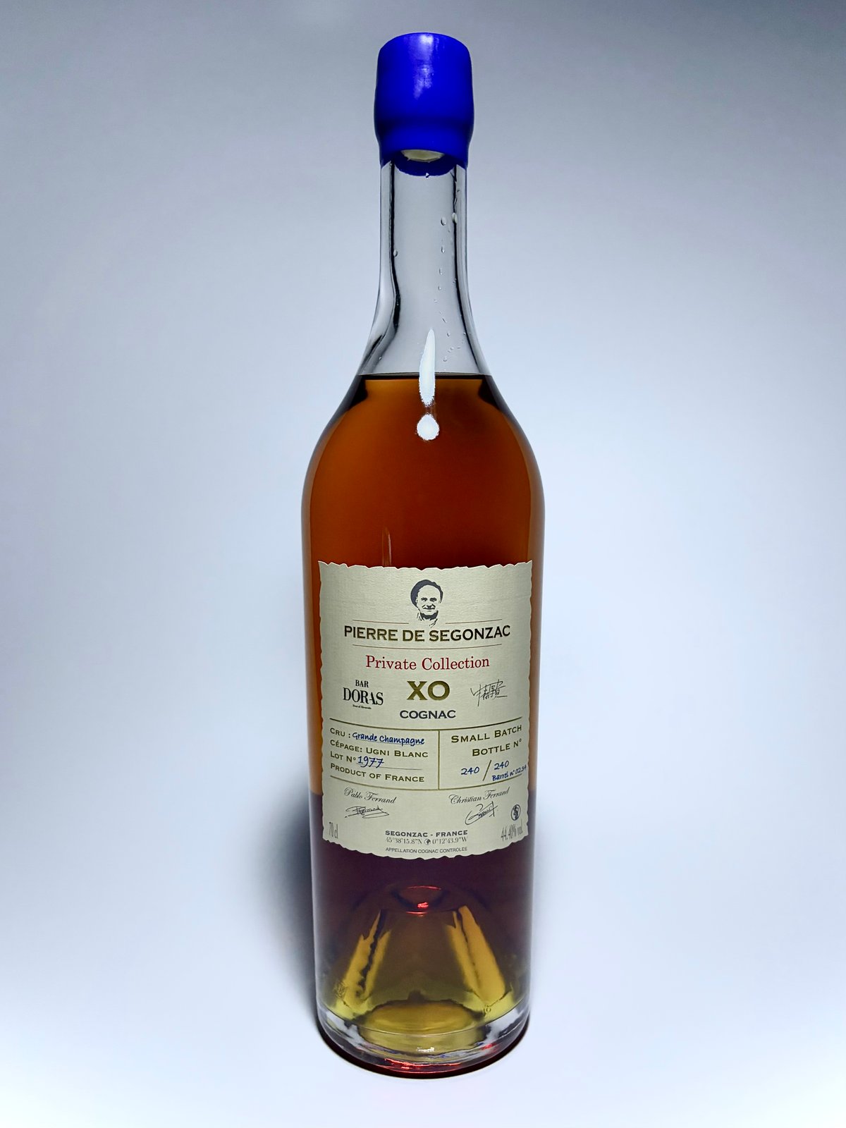 Cognac Pierre de Segonzac 1977 pour BAR DORAS 2