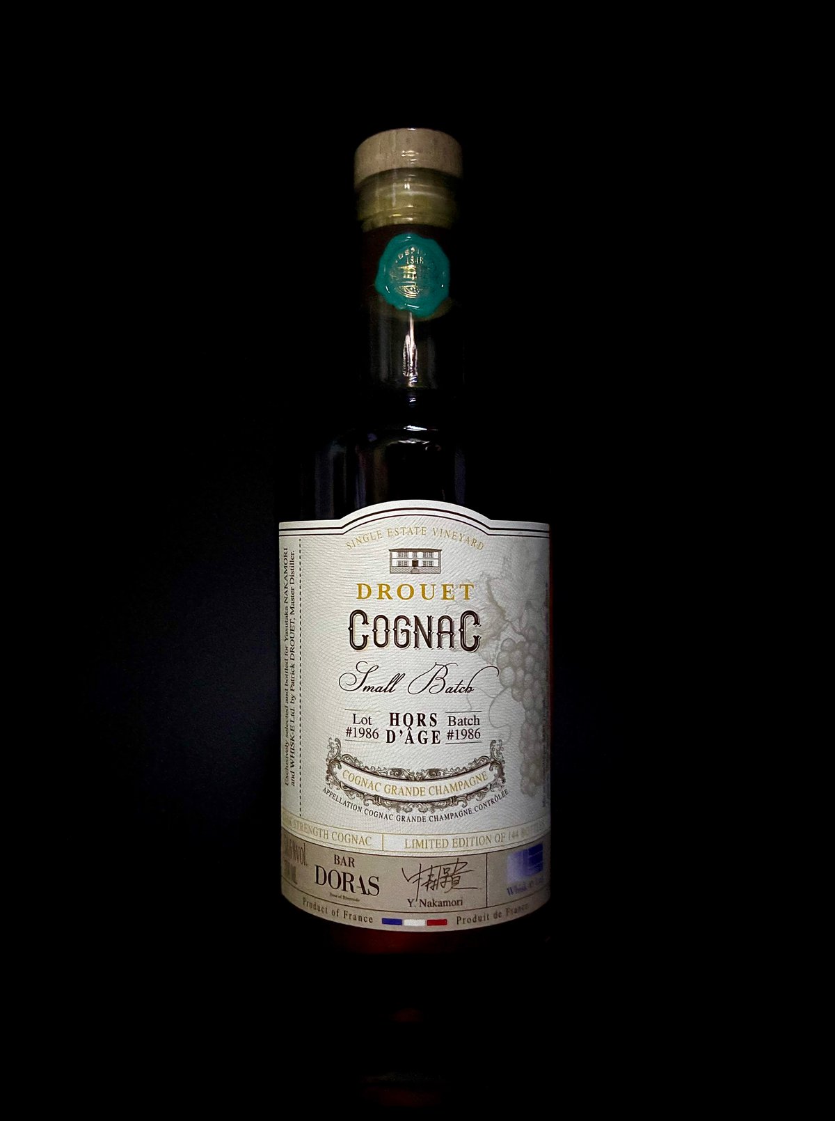 Cognac DROUET Lot ♯1986 pour BAR DORAS 144本限定 (